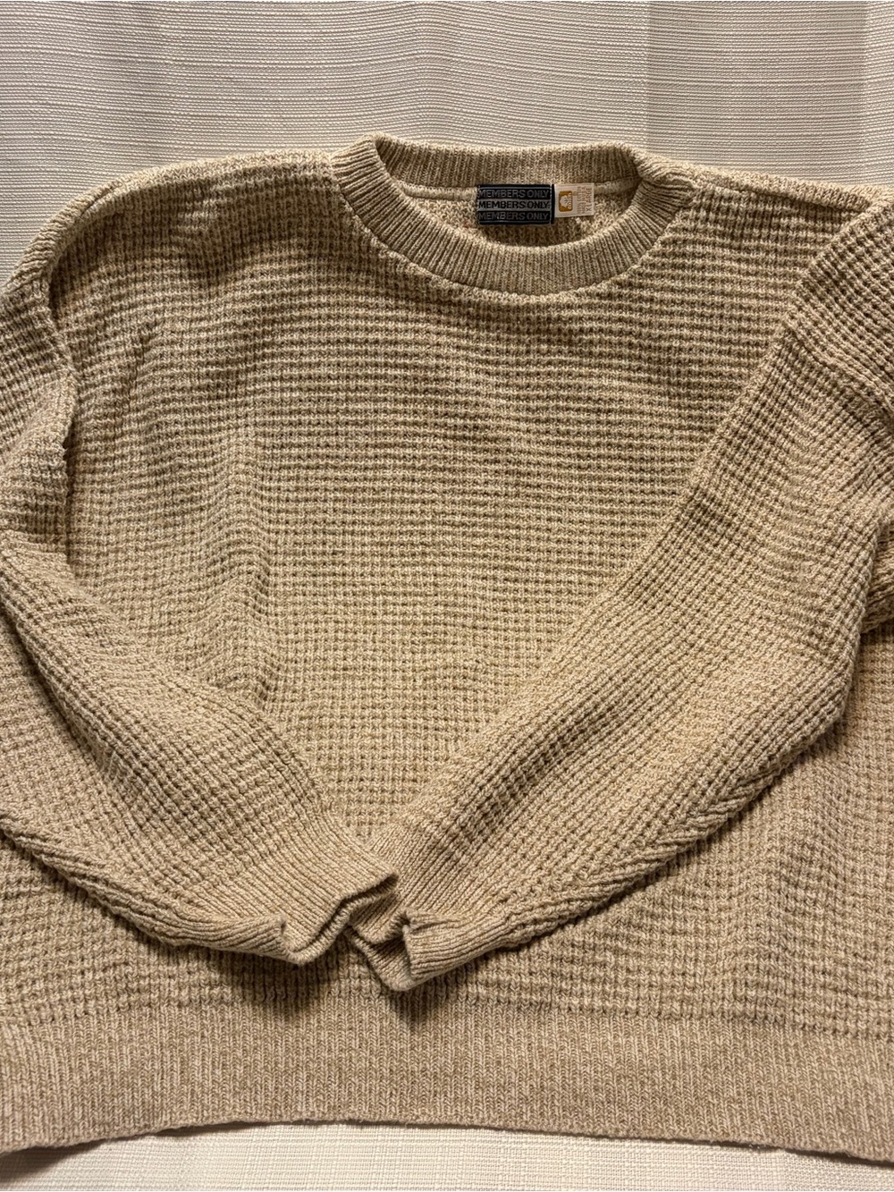 Members Only Men's Crewneck Sweater in Beige